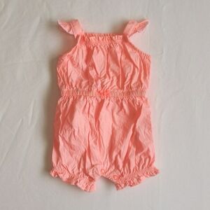 child of mine neon peach striped cotton romper playsuit 0-3 months baby girl